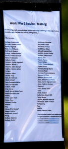 World War 1 Service Matangi Roll