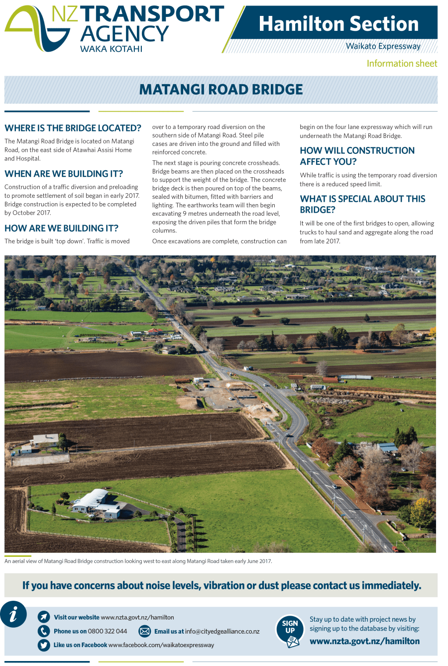 NZTA Information on Matangi Road Bridge