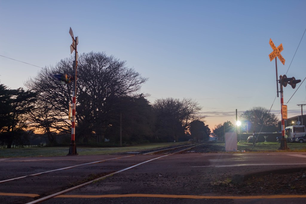 Early morning at the railway tracks / crossing