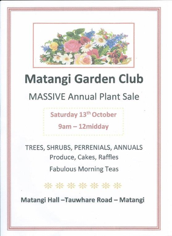Matangi Garden Club Plant Sale ad 2018